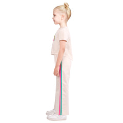 Girls 2 Piece Set T-shirt Pants Straight Wide Rainbow Size 4-10 Years