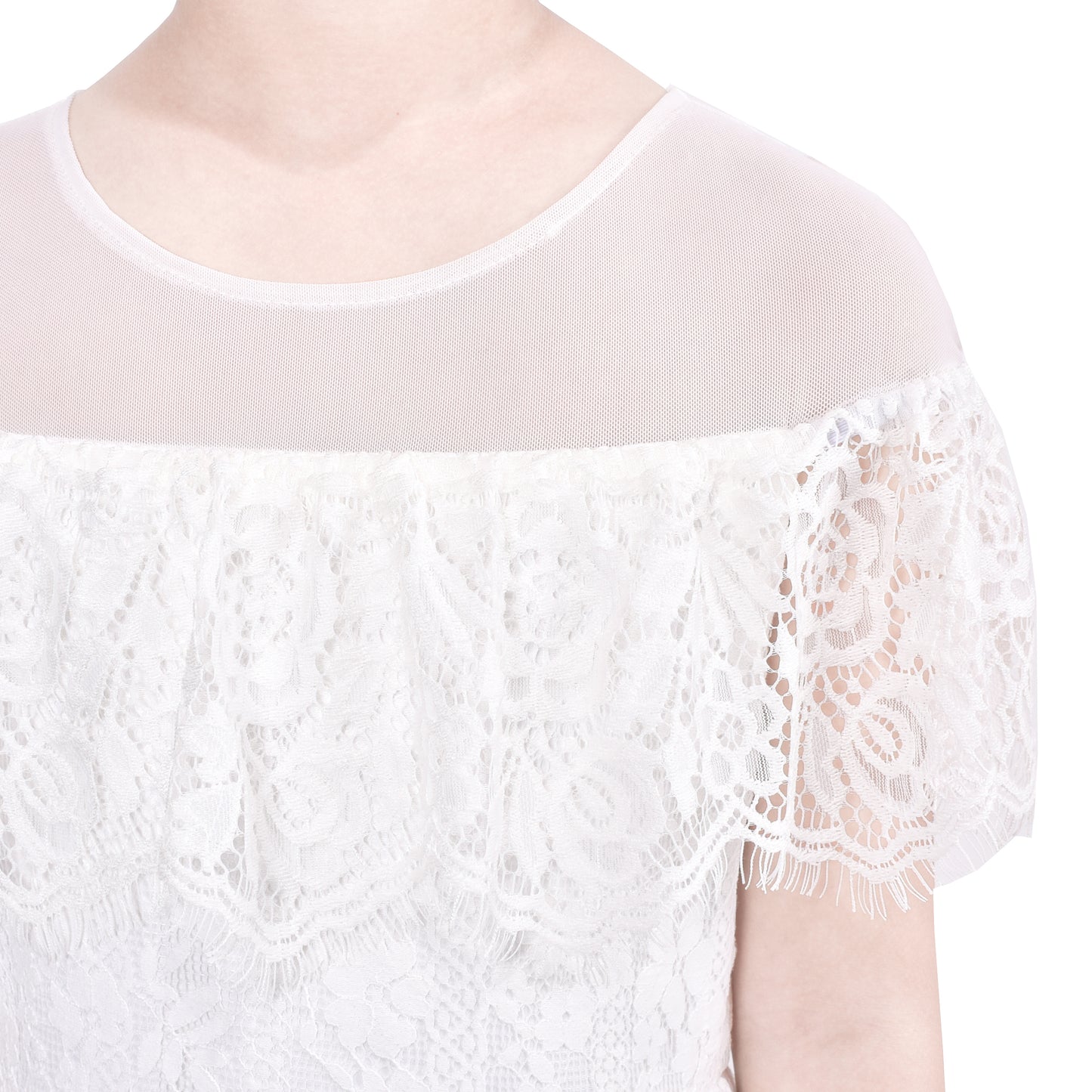 Girls Dress Lace Floral Hi-low Off Shoulder Pageant Bridesmaid Size 4-12 Years