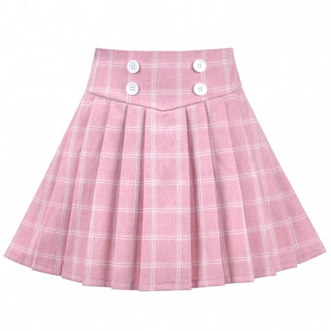 Girls Skirt Pink Grid Check Plaid Pleated School Tennis Mini Casual Size 6-14 Years