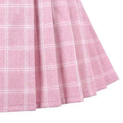 Girls Skirt Pink Grid Check Plaid Pleated School Tennis Mini Casual Size 6-14 Years