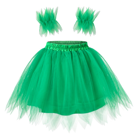Girl Skirt Peaked Edge Green Leaf Hawaii Tutu Luau Hula Dancing Size 4-10 Years