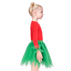 Girl Skirt Set Red Green Hawaii Luau Party Hula Dancing Size 4-10 Years