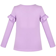 Girls Tee Purple Unicorn Magical Soft Cotton Ruffle Long Sleeve Casual Size 4-10 Years