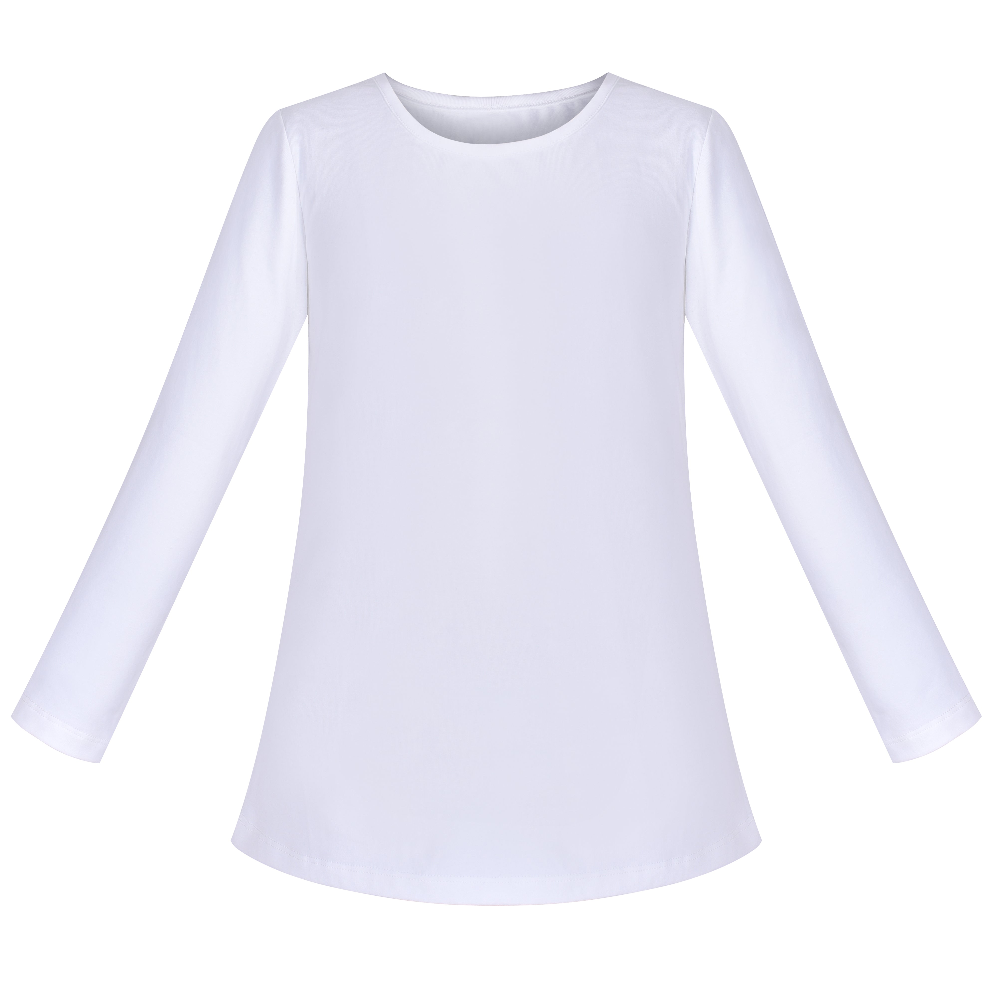 Girls Tee White T-shirt Crew Neck Soft Layering Basic Cotton