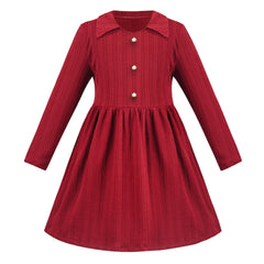 Girls Dress Christmas Stripe Pearl Vintage Party Holiday Long Sleeve Size 6-12 Years