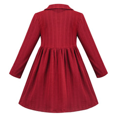 Girls Dress Christmas Stripe Pearl Vintage Party Holiday Long Sleeve Size 6-12 Years