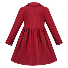 Girls Dress Red Christmas Stripe Pearl Vintage Party Holiday Long Sleeve Size 6-12 Years