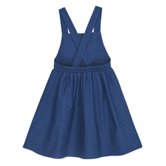 Girls Dress Blue Denim Suspender Strap Button Overall Jumpsuit Casual Size 4-10 Years