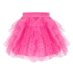 Girls Skirt Rose Pink Polka Dot Sparkling Tutu Party Ballet Tulle Size 4-10 Years