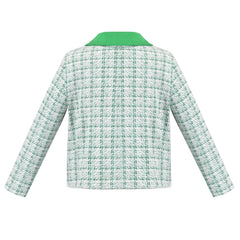 Girls Dress Green Check Plaid Button Knit Cardigan Long Sleeve Collar Size 4-10 Years