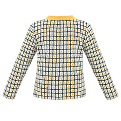 Girls Dress Yellow Daisy Flower Plaid Vintage Open Front Knit Cardigan Size 4-10 Years