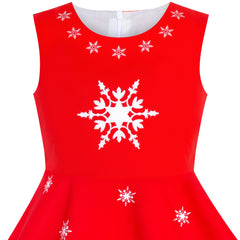 Girls Dress Red Snowman Snowflake Christmas Party New Year Sleeveless Size 4-14 Years