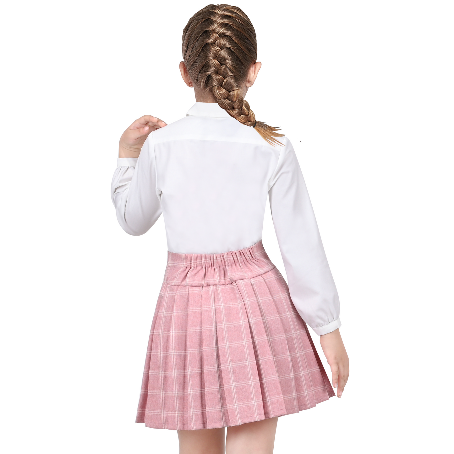 Girls Skirt Set Shirt Grid Plaid Pleated School Tennis Casual Size 4-14 Years