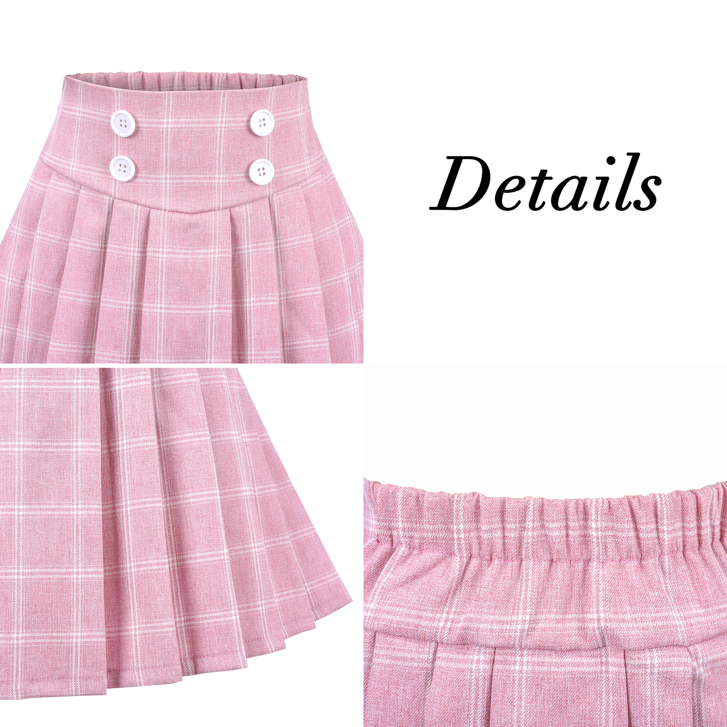 Girls Skirt Set Shirt Grid Plaid Pleated School Tennis Casual Size 4-14 Years