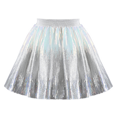 Girls Skirt Silver Gradient Metallic Elastic Sequin Tutu Ballet Size 2-8 Years
