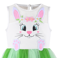 Girls Dress Green Easter Rabbit High Low Party Holiday Casual Princess Size 4-8 Years