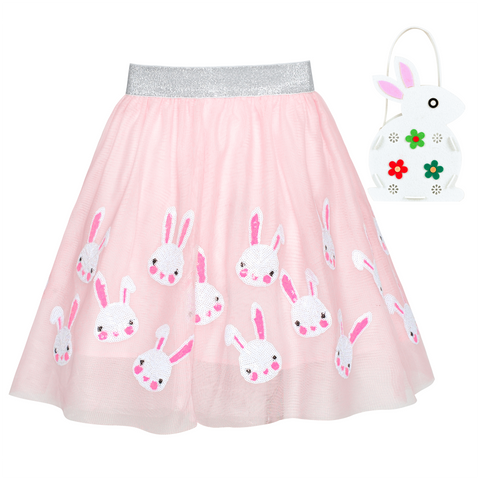 Girls Skirt Egg Hunting Bag Pink Easter Hunter Rabbit Bunny Spring Size 2-10 Years
