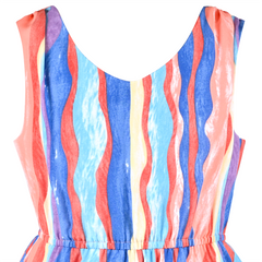 Girls Dress Multicolor Tie Dye Striped Hanky Hem Watercolor Party Beach Size 7-14 Years
