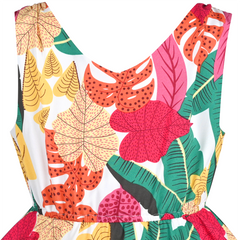 Girls Dress Tropical Floral Sundress Hanky Hem Summer Hawaiian Beach Size 7-14 Years