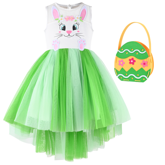 Sunny Fashion Girls Easter Bunny Gradient Tulle Dress Set