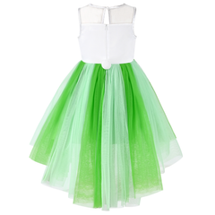 Girls Dress Green Easter Rabbit High Low Dress Egg Hunting Bag Size 4-8 Years