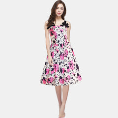 Women's Painting Flower Design Vintage Casual Party Cocktail Dress